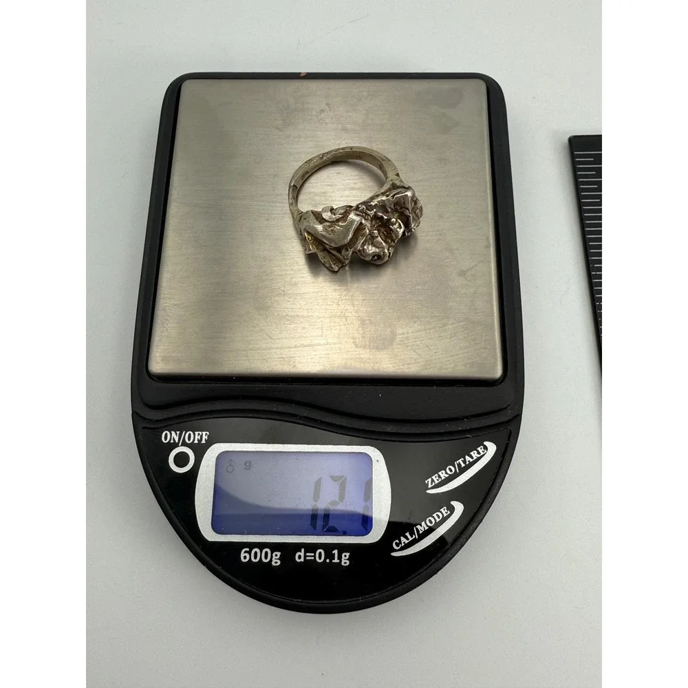 Vintage Brutalist Sterling Silver Abstract Statement Ring Size‎ 5.5 Heavy 12.1g